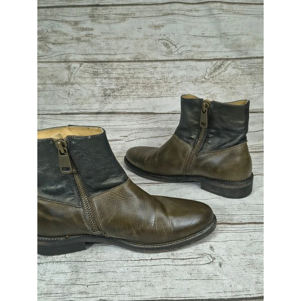 John Fluevog Green Feature Holden Contrast Ankle Boot Men Size 9
